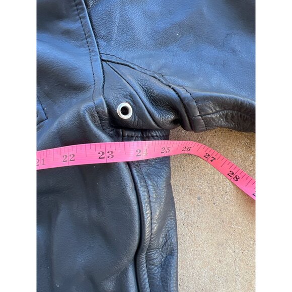 Vintage Vanguard Mens Black Leather Motorcycle Jacket W/ Belted Waist & Embroide - Picture 4 of 7